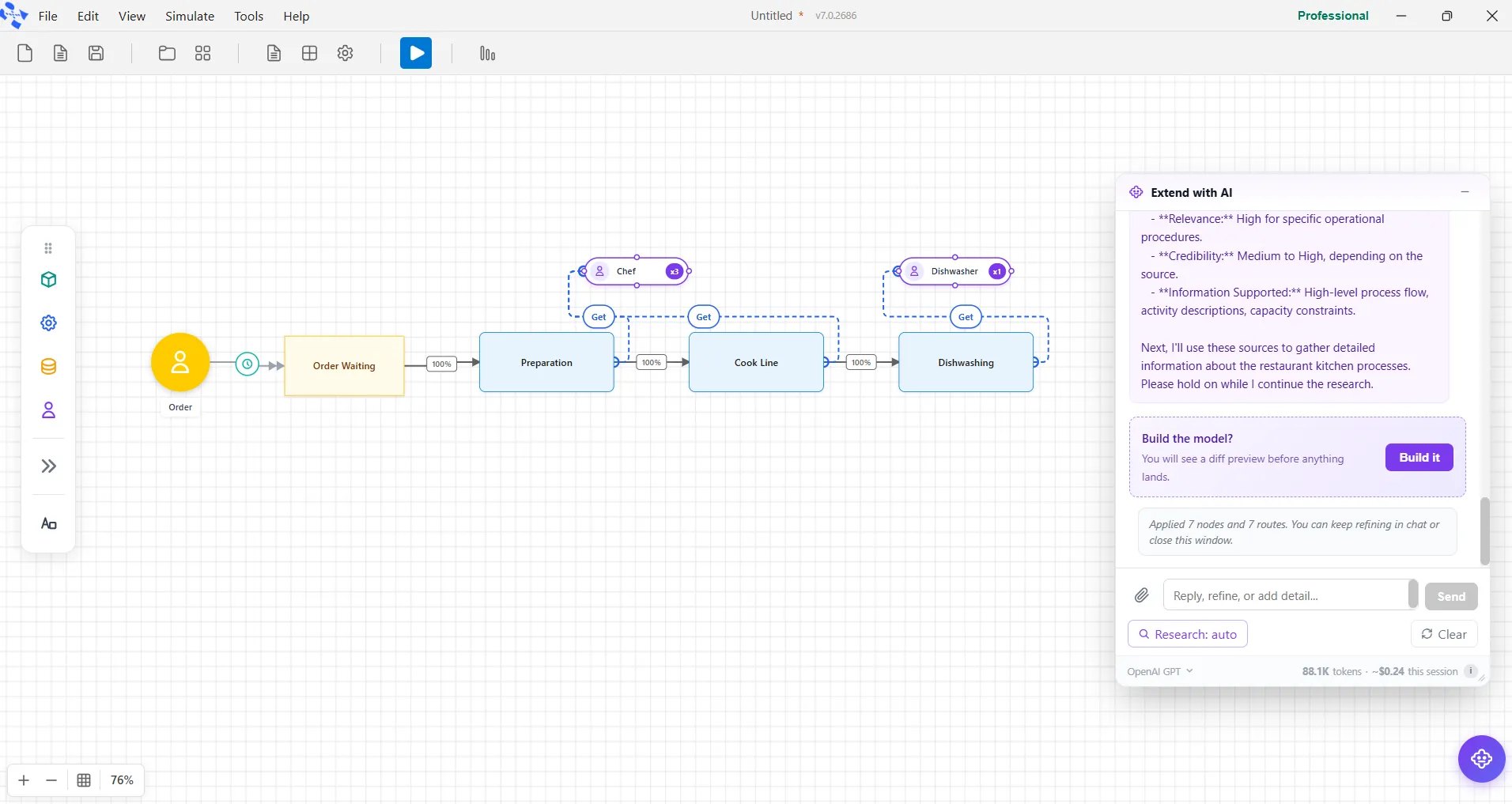 The Build with AI dialog with a process description