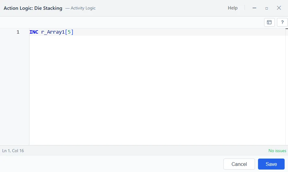 Stepping one array cell up with INC in the code editor