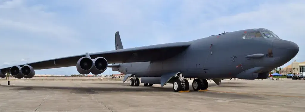 A bomber positioned for aerial refueling