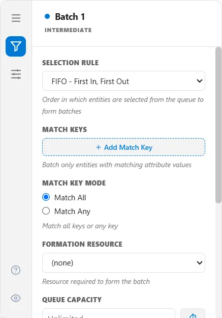 The batch Intermediate tab