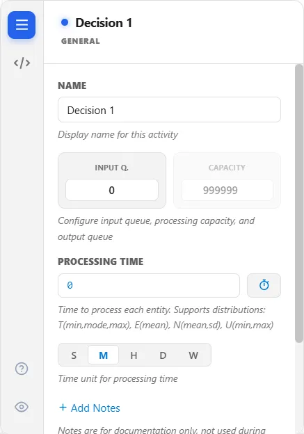 The General tab of a Decision, showing the settings it is created with