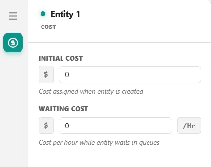 The entity Cost tab