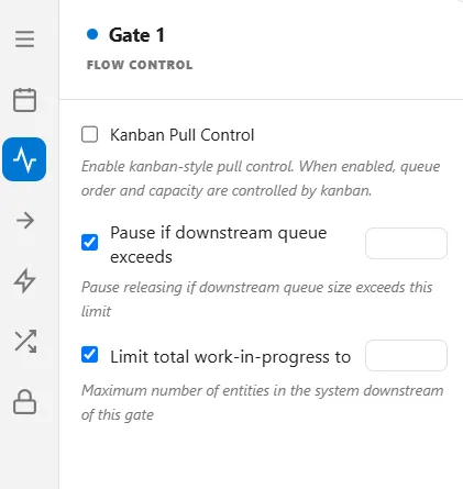 The gate Flow Control tab