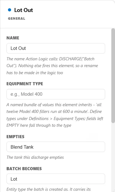 A Discharge's settings, turning a tank draw into one entity.